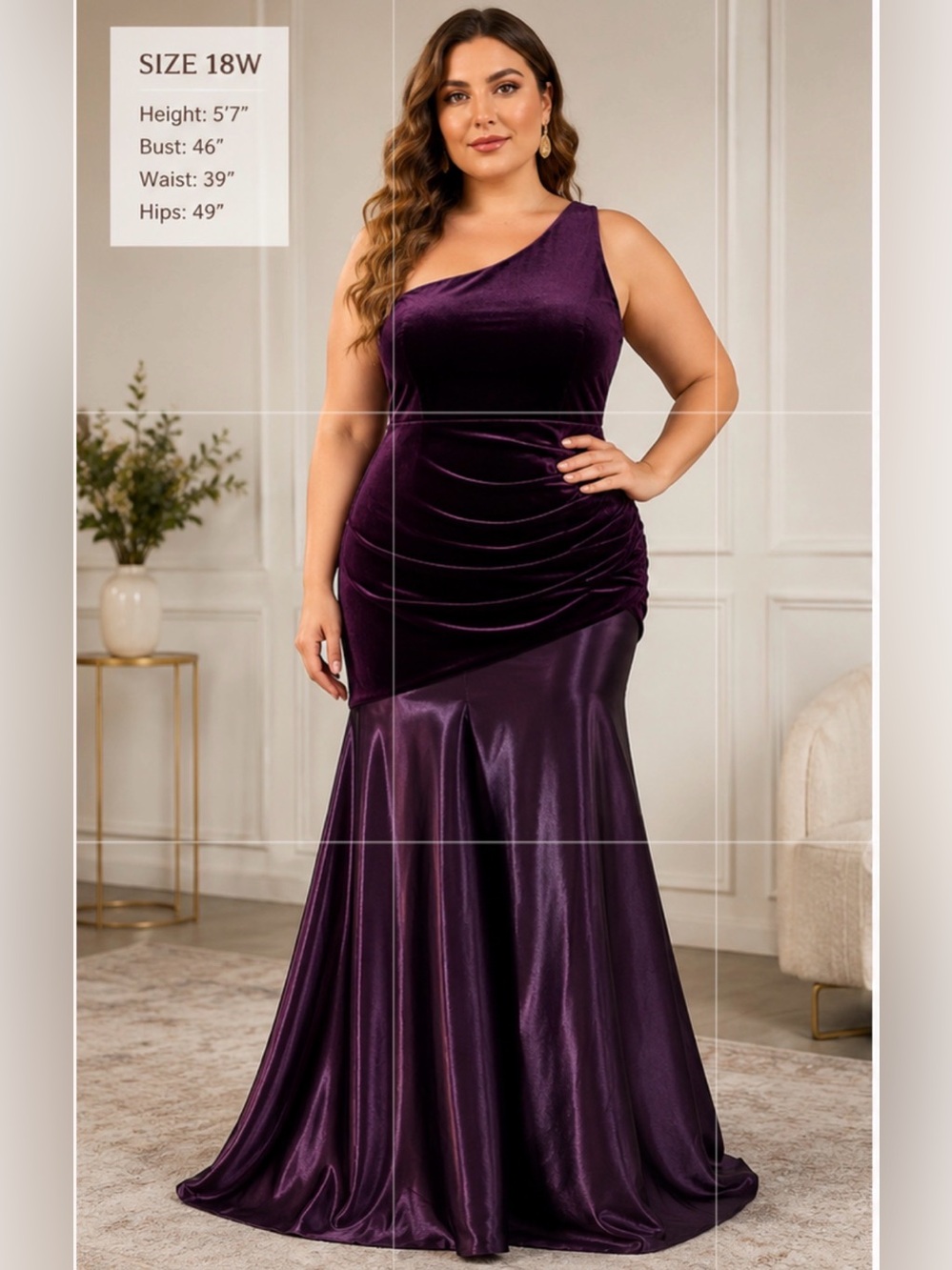 Wear your love One-Shoulder Velvet and Satin Mermaid Gown